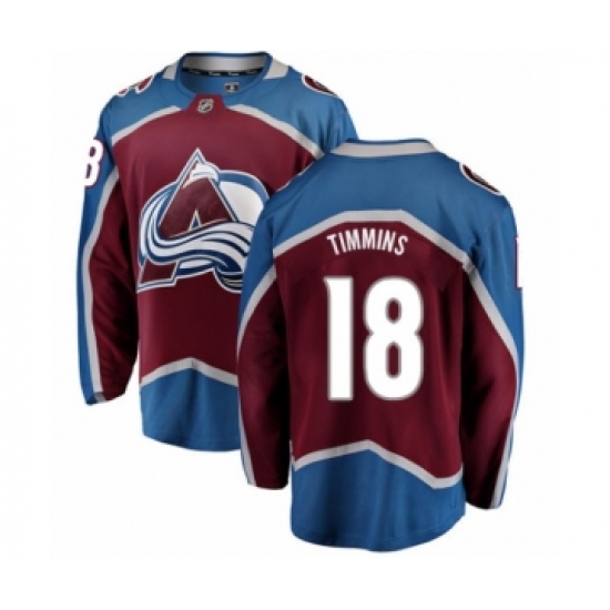 Youth Colorado Avalanche #18 Conor Timmins Authentic Maroon Home Fanatics Branded Breakaway NHL Jersey - Ujersey