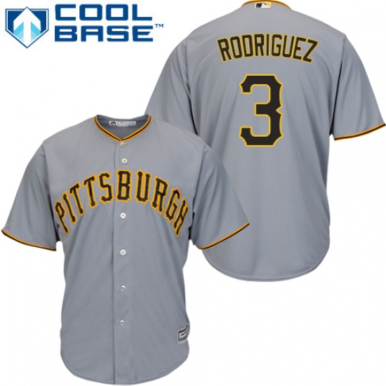 Youth Majestic Pittsburgh Pirates #3 Sean Rodriguez Replica Grey Road Cool Base MLB Jersey - Ujersey