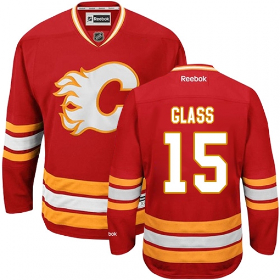 Men's Reebok Calgary Flames #15 Tanner Glass Premier Red Third NHL Jersey - Ujersey