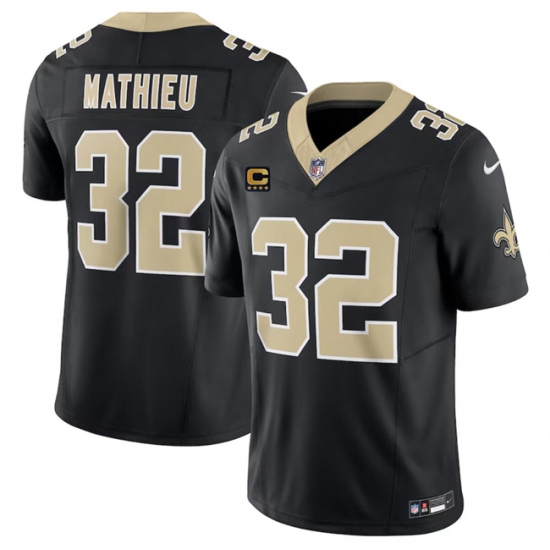 Men's New Orleans Saints #32 Tyrann Mathieu Black 2024 F.U.S.E With 4-Star C Vapor Limited Stitched Football Jersey - Ujersey