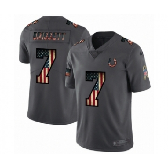 Men's Indianapolis Colts #7 Jacoby Brissett Limited Black USA Flag 2019 Salute To Service Football Jersey - Ujersey