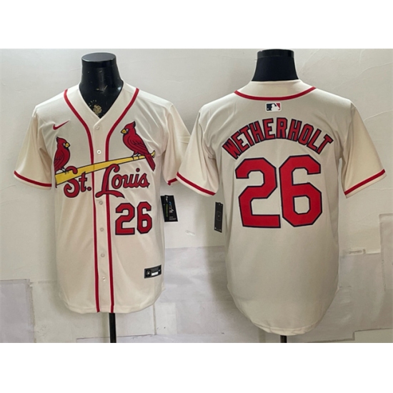 Men's St. Louis Cardinals #26 JJ Wetherholt Cream Limited Stitched Baseball Jersey - Ujersey