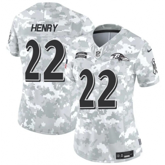Women's Baltimore Ravens #22 Derrick Henry 2024 F.U.S.E Arctic Camo Salute To Service Limited Stitched Football Jersey(Run Small) - Ujersey