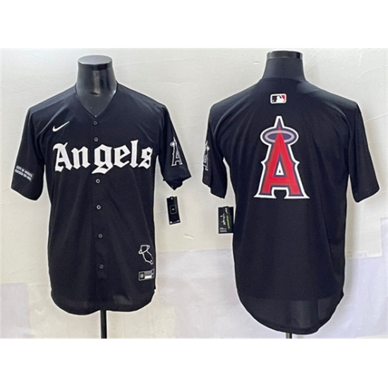 Men's Los Angeles Angels Team Big Logo Black 'Gothic Halo Edition' Vapor Limited Stitched Jersey - Ujersey
