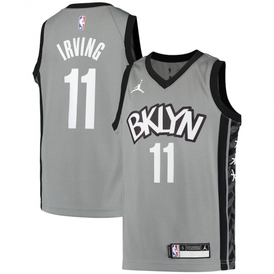 Youth Brooklyn Nets #11 Kyrie Irving Jordan Brand Gray 2020-21 Swingman Player Jersey - Ujersey