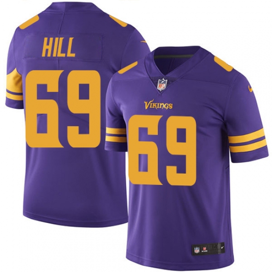 Men's Nike Minnesota Vikings #69 Rashod Hill Limited Purple Rush Vapor Untouchable NFL Jersey - Ujersey