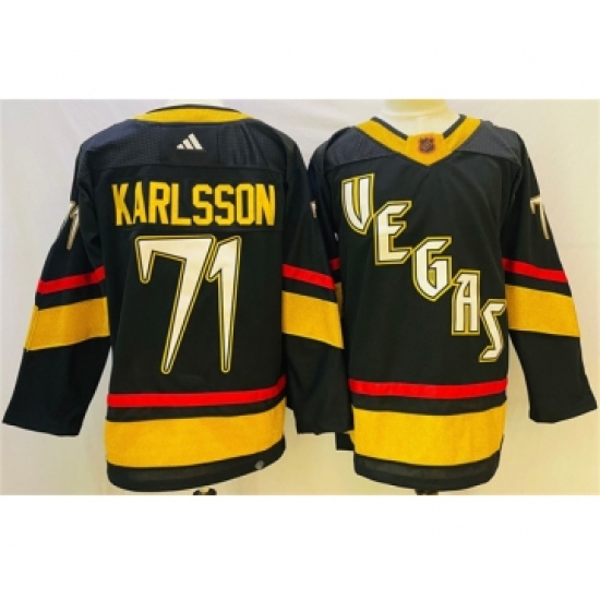 Men's Vegas Golden Knights #71 William Karlsson Black 2022-23 Reverse Retro Stitched Jersey - Ujersey