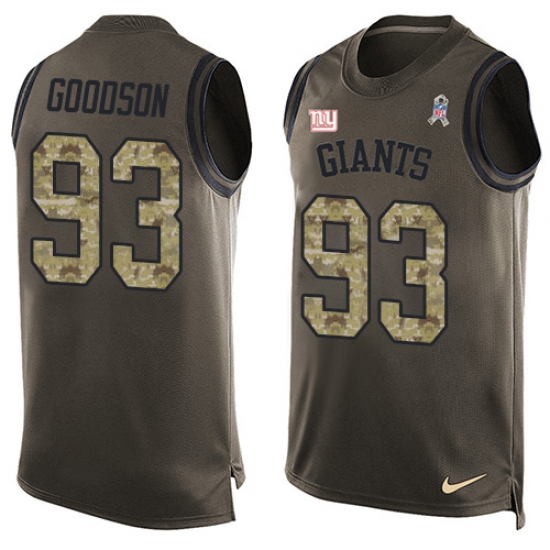 Men's Nike New York Giants #93 B.J. Goodson Limited Green Salute to Service Tank Top NFL Jersey - Ujersey