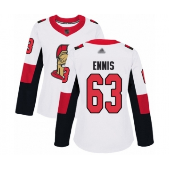 Women's Ottawa Senators #63 Tyler Ennis Authentic White Away Hockey Jersey - Ujersey