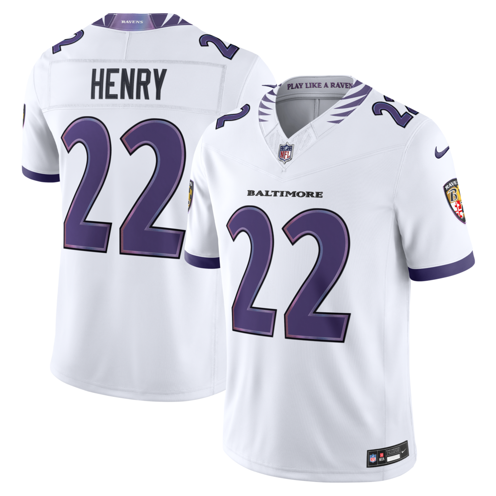 Men's Baltimore Ravens Derrick Henry Nike White Vapor F.U.S.E. Sewn Down Limited Jersey - SUjersey01