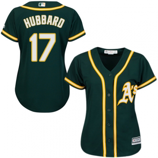 Women's Majestic Oakland Athletics #17 Glenn Hubbard Authentic Green Alternate 1 Cool Base MLB Jersey - Ujersey