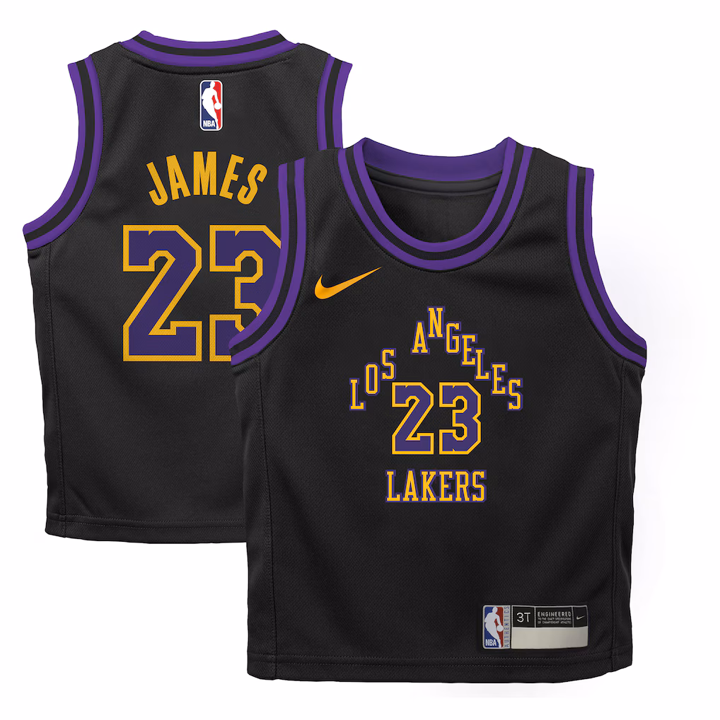 Preschool Los Angeles Lakers LeBron James Nike Black 2025/26 City Edition Swingman Jersey - SUjersey01