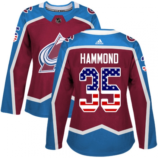 Women's Adidas Colorado Avalanche #35 Andrew Hammond Authentic Burgundy Red USA Flag Fashion NHL Jersey - Ujersey