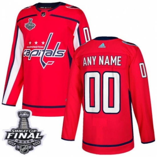 Men's Adidas Washington Capitals Customized Authentic Red Home 2018 Stanley Cup Final NHL Jersey - Ujersey