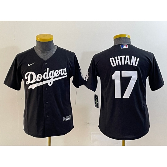 Youth Los Angeles Dodgers #17 Shohei Ohtani Black Turn Back The Clock Stitched Cool Base Jersey - Ujersey
