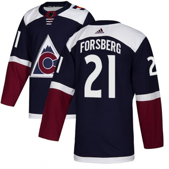 Men's Adidas Colorado Avalanche #21 Peter Forsberg Authentic Navy Blue Alternate NHL Jersey - Ujersey