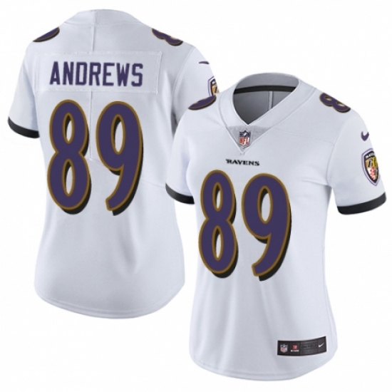 Women's Nike Baltimore Ravens #89 Mark Andrews White Vapor Untouchable Limited Player NFL Jersey - Ujersey