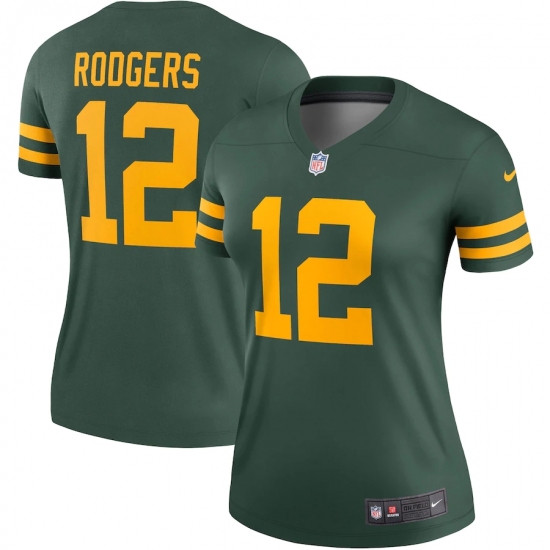 Women's Green Bay Packers #12 Aaron Rodgers Nike Green Alternate Legend Player Jersey - Ujersey