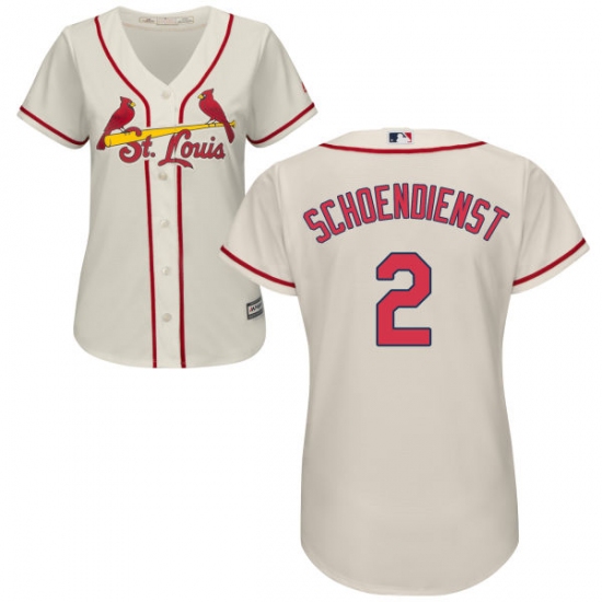 Women's Majestic St. Louis Cardinals #2 Red Schoendienst Authentic Cream Alternate Cool Base MLB Jersey - Ujersey