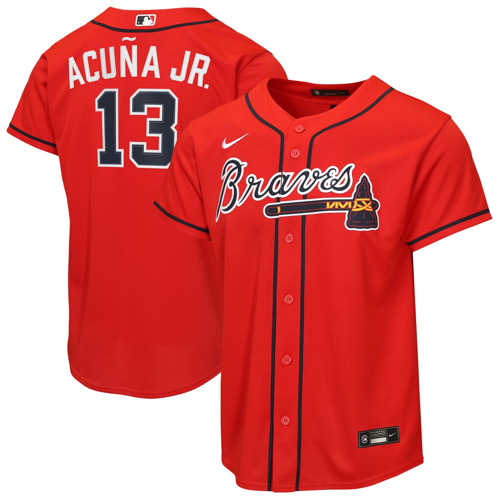Youth Atlanta Braves Ronald Acuña Jr. Nike Red Alternate 2 Replica Jersey