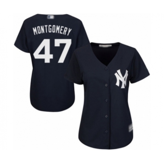 Women's New York Yankees #47 Jordan Montgomery Authentic Navy Blue Alternate Baseball Player Jersey - Ujersey