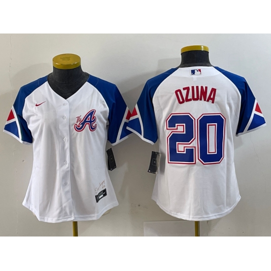 Youth Atlanta Braves #20 Marcell Ozuna Number White 2023 City Connect Cool Base Stitched Jersey - Ujersey