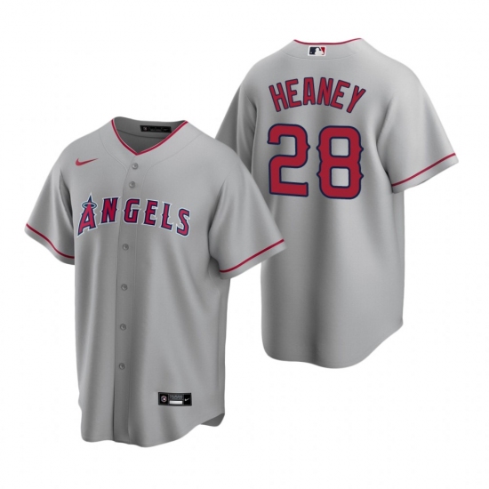 Men's Nike Los Angeles Angels #28 Andrew Heaney Gray Road Stitched Baseball Jersey - Ujersey