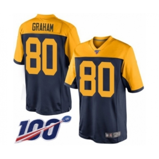 Men's Green Bay Packers #80 Jimmy Graham Limited Navy Blue Alternate 100th Season Football Jersey - Ujersey