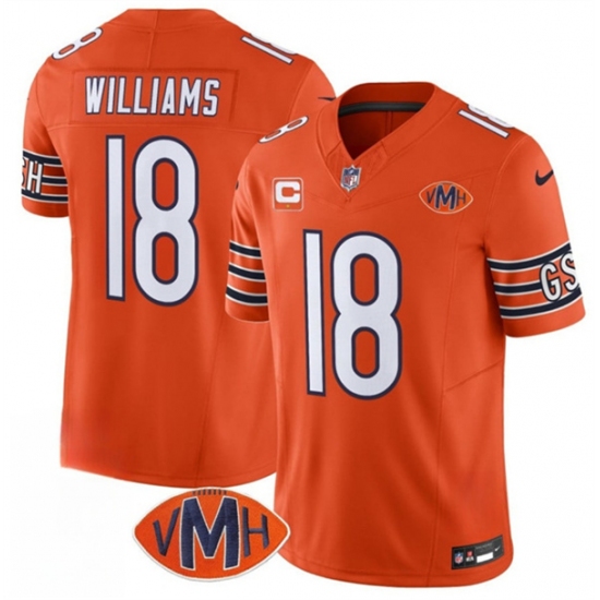 Men's Chicago Bears #18 Caleb Williams Orange 2025 F.U.S.E. With 1-Star C And VMH Vapor Untouchable Limited Football Stitched Jersey - Ujersey