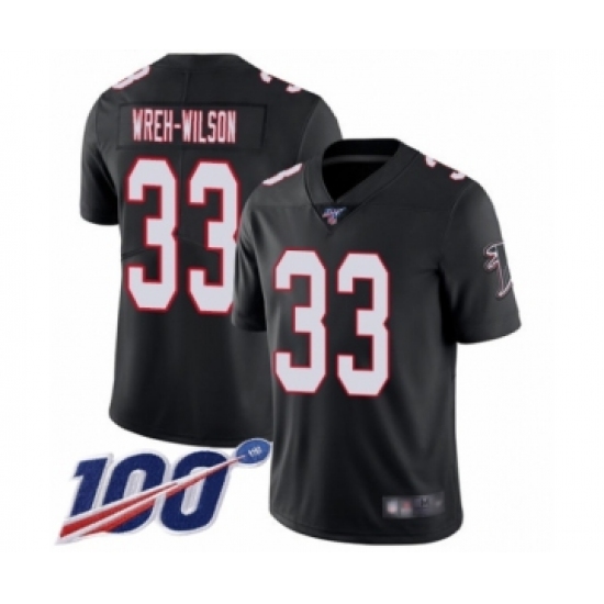 Men's Atlanta Falcons #33 Blidi Wreh-Wilson Black Alternate Vapor Untouchable Limited Player 100th Season Football Jersey - Ujersey