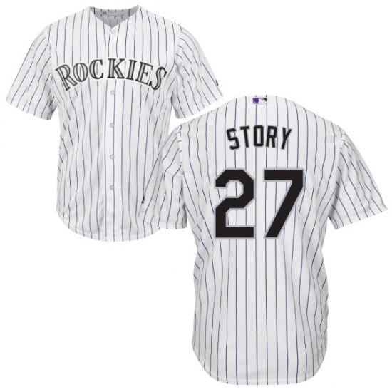 Youth Majestic Colorado Rockies #27 Trevor Story Replica White Home Cool Base MLB Jersey - Ujersey
