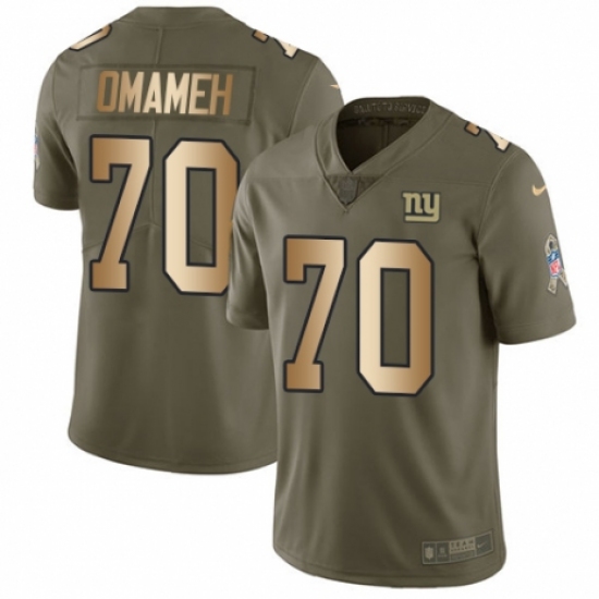Men's Nike New York Giants #70 Patrick Omameh Limited Olive Gold 2017 Salute to Service NFL Jersey - Ujersey