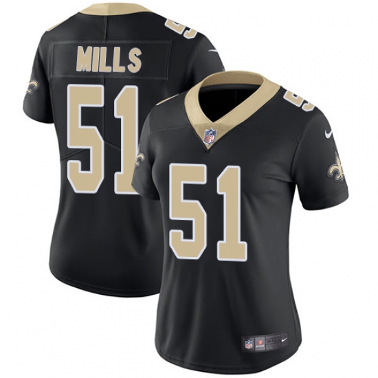 Women's Nike New Orleans Saints #51 Sam Mills Black Team Color Vapor Untouchable Limited Player NFL Jersey - Ujersey