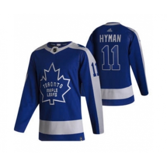 Men's Toronto Maple Leafs #11 Zach Hyman Blue 2020-21 Reverse Retro Alternate Hockey Jersey - Ujersey