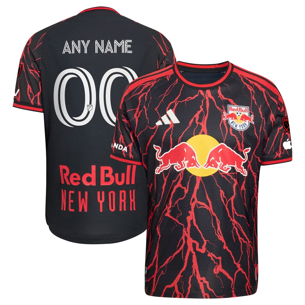 Men's New York Red Bulls adidas Black 2026 The Rooted Kit On-Field Authentic Patch Custom Jersey - Ujersey