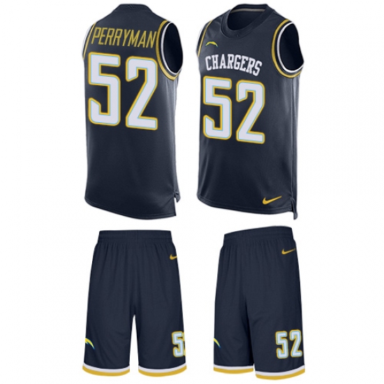 Men's Nike Los Angeles Chargers #52 Denzel Perryman Limited Navy Blue Tank Top Suit NFL Jersey - Ujersey