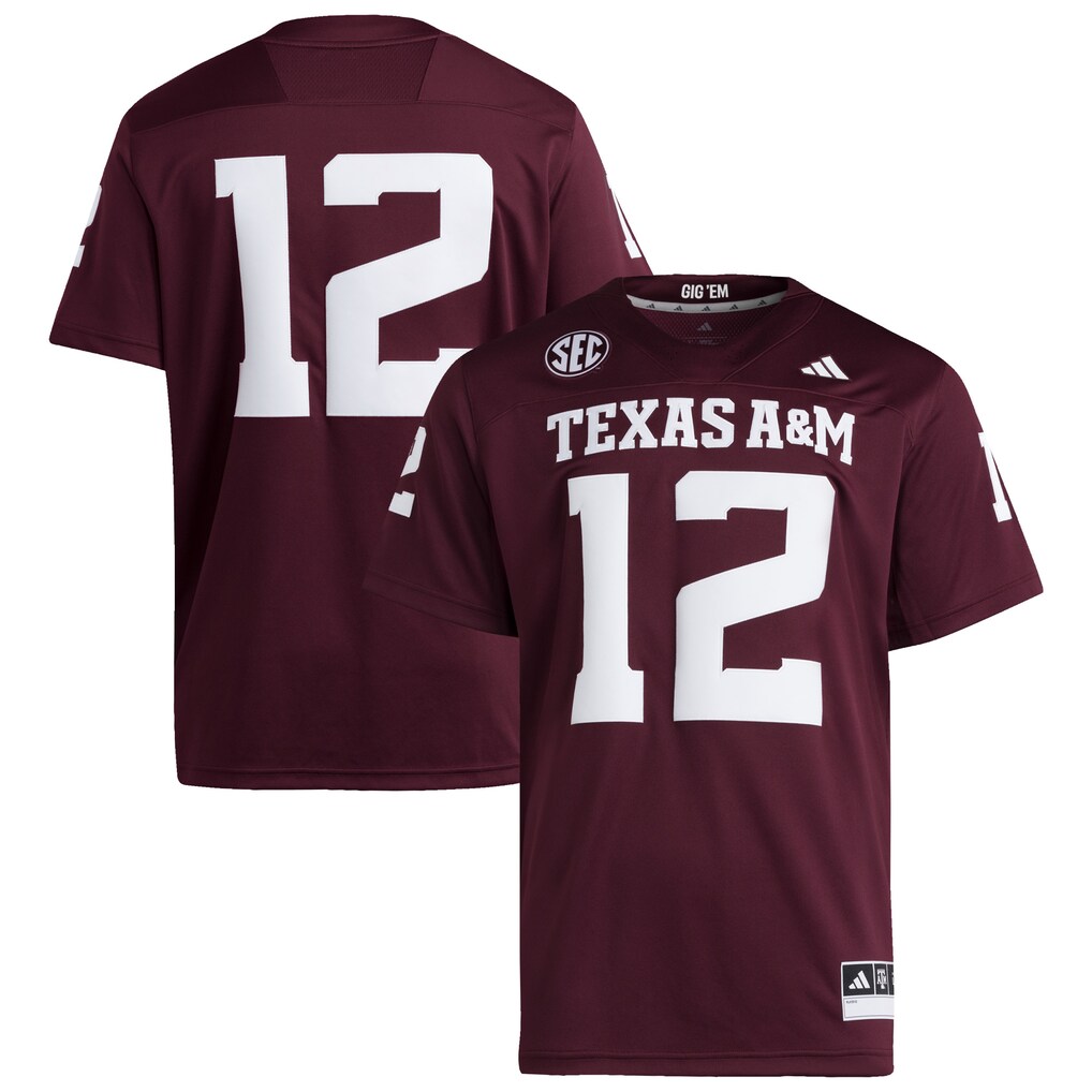 Men's adidas #12 Maroon Texas A&M Aggies Premier Jersey - ujerseystore