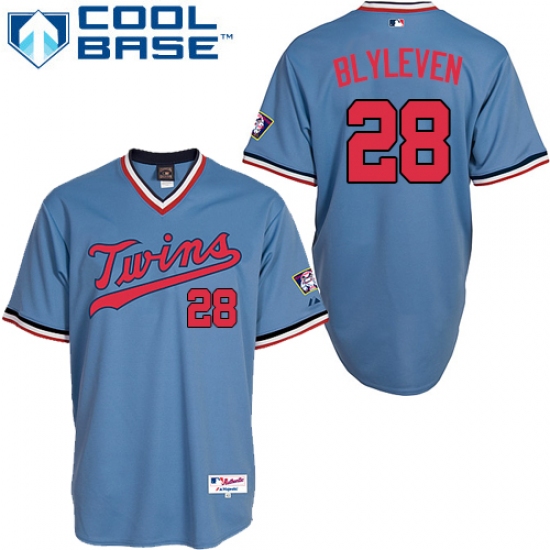 Men's Majestic Minnesota Twins #28 Bert Blyleven Authentic Light Blue 1984 Turn Back The Clock MLB Jersey - Ujersey