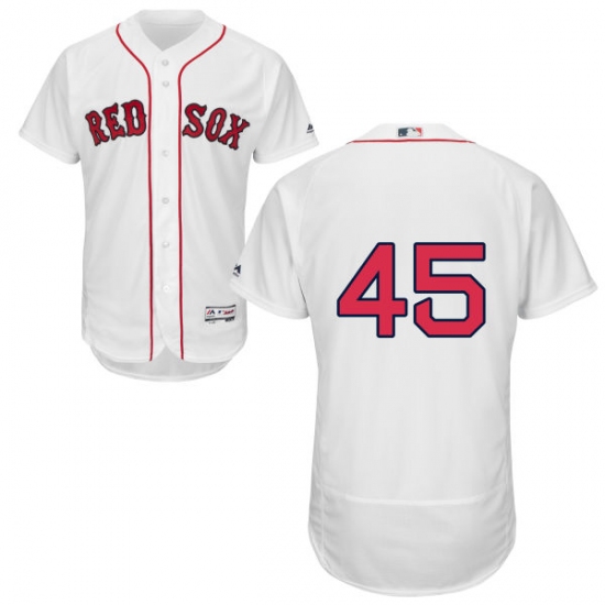 Men's Majestic Boston Red Sox #45 Pedro Martinez White Home Flex Base Authentic Collection MLB Jersey - Ujersey