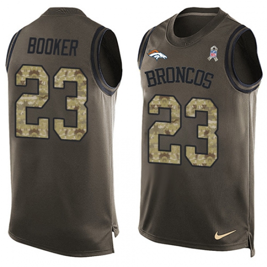Men's Nike Denver Broncos #23 Devontae Booker Limited Green Salute to Service Tank Top NFL Jersey - Ujersey