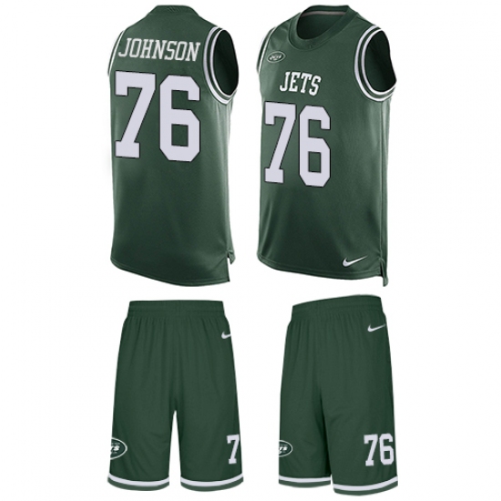 Men's Nike New York Jets #76 Wesley Johnson Limited Green Tank Top Suit NFL Jersey - Ujersey