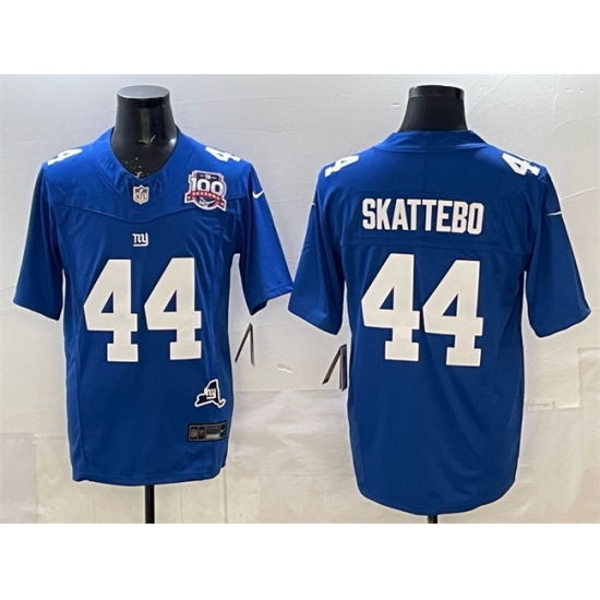 Men's New York Giants #44 Cam Skattebo Royal 2025 Draft F.U.S.E. 100th Season & State Vapor Limited Stitched Football Jersey - Ujersey
