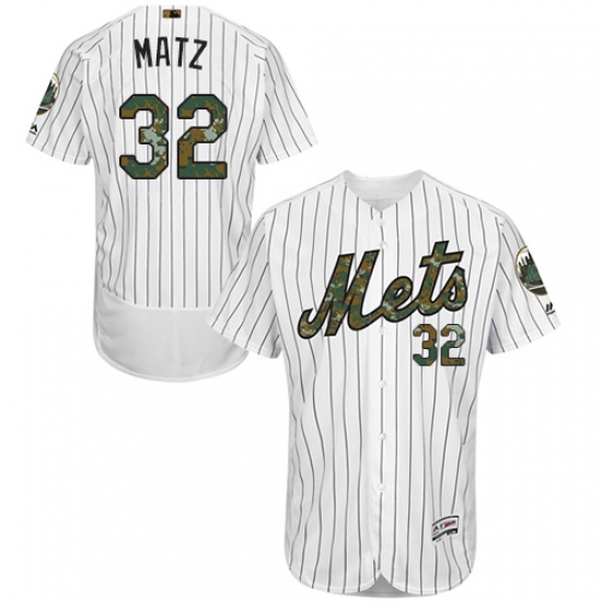 Men's Majestic New York Mets #32 Steven Matz Authentic White 2016 Memorial Day Fashion Flex Base MLB Jersey - Ujersey