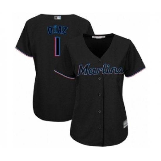 Women's Miami Marlins #1 Isan Diaz Authentic Black Alternate 2 Cool Base Baseball Player Jersey - Ujersey