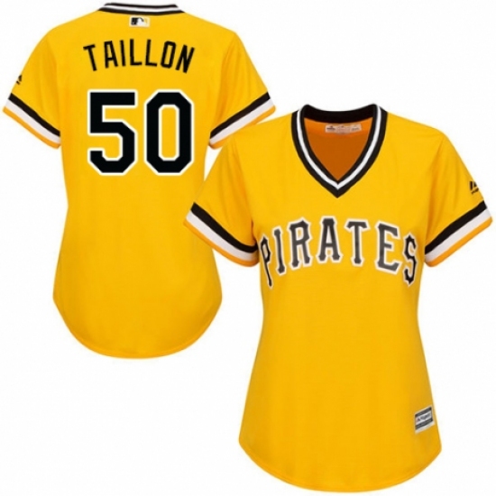 Women's Majestic Pittsburgh Pirates #50 Jameson Taillon Replica Gold Alternate Cool Base MLB Jersey - Ujersey