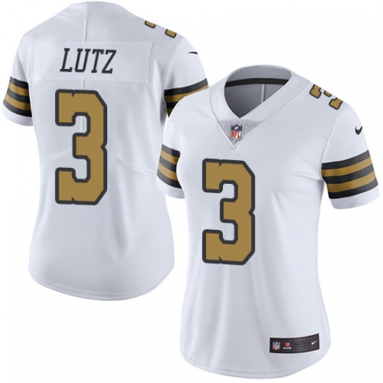 Women's Nike New Orleans Saints #3 Will Lutz Limited White Rush Vapor Untouchable NFL Jersey - Ujersey