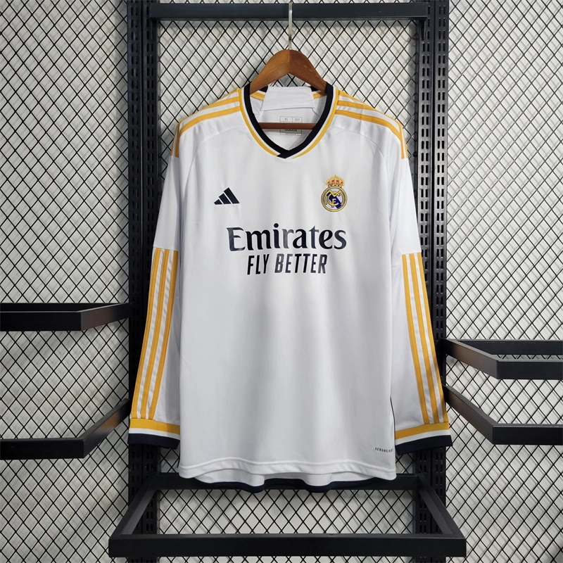 Real Madrid Soccer Jersey Home Long Sleeve Custom Shirt 2023/24 - ujerseystore