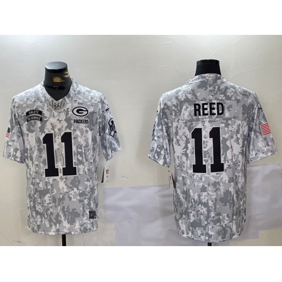 Men's Green Bay Packers #11 Jayden Reed Arctic Camo 2024 FUSE Salute to Service Limited Stitched Jersey - Ujersey