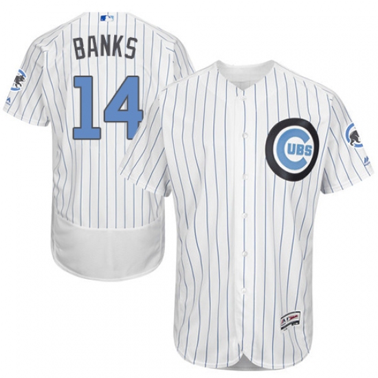 Men's Majestic Chicago Cubs #14 Ernie Banks Authentic White 2016 Father's Day Fashion Flex Base MLB Jersey - Ujersey