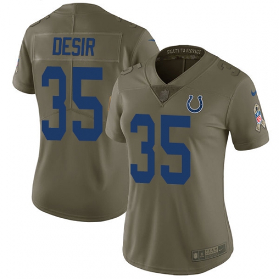 Women's Nike Indianapolis Colts #35 Pierre Desir Limited Olive 2017 Salute to Service NFL Jersey - Ujersey